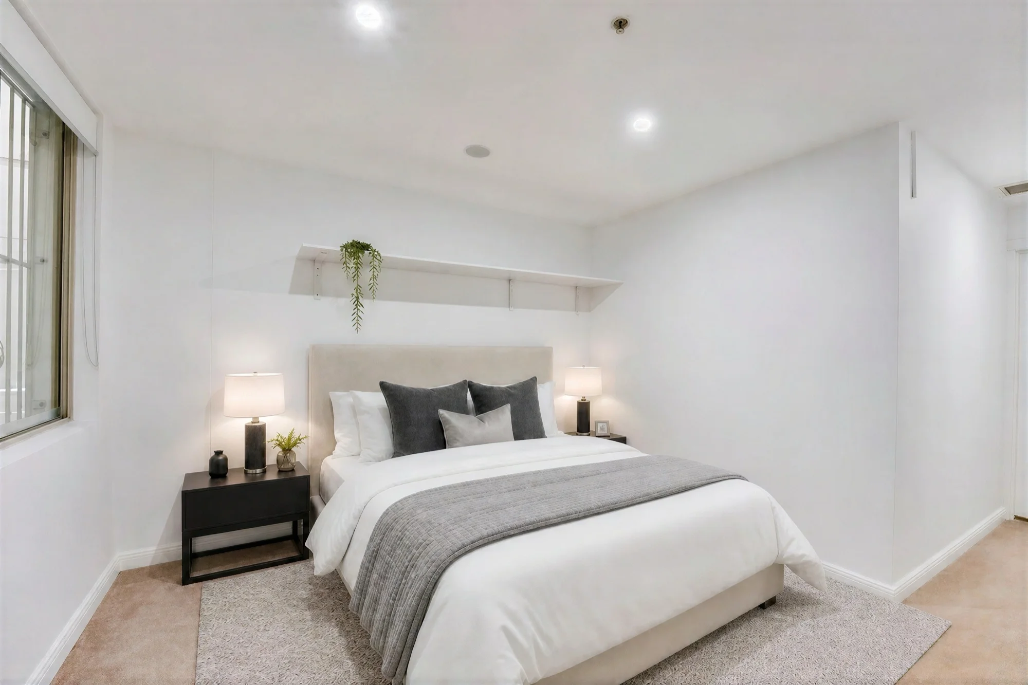 A bedroom staged with SecondLight